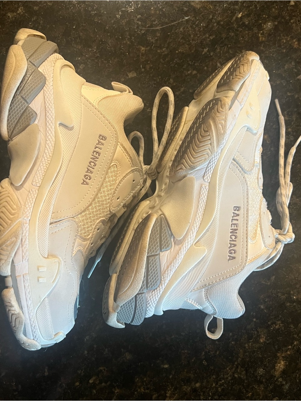 Balenciaga White and Gray Chunky Runner Sneakers